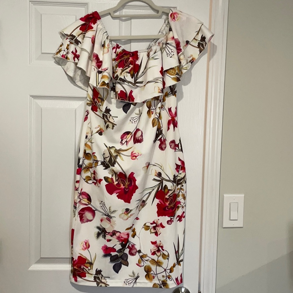 Floral Ruffle Off Shoulder Dress